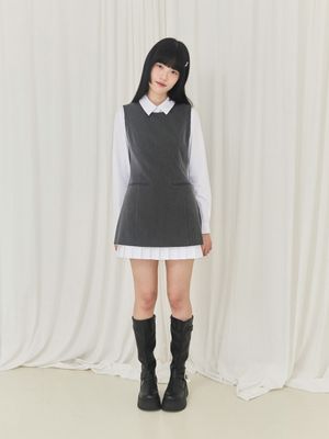 Pleated Layered Dress (Charcoal)