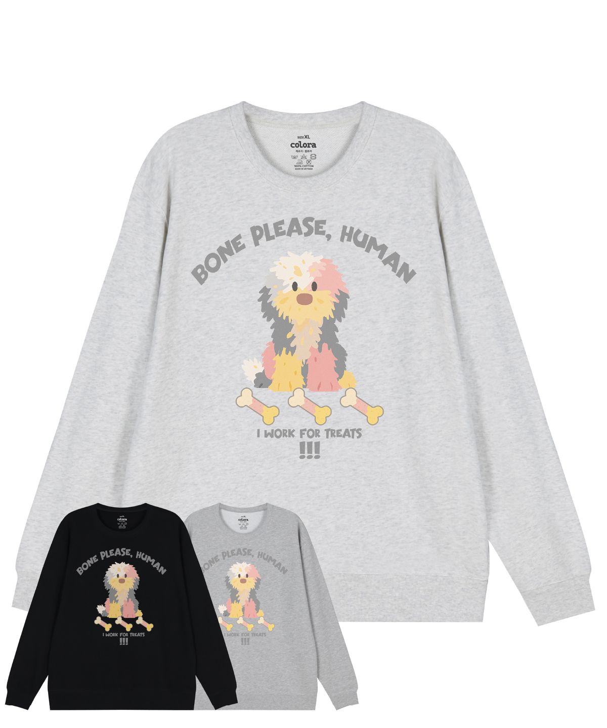 컬로라(COLORA) 본 플리즈 휴먼 스웻셔츠 (3color)