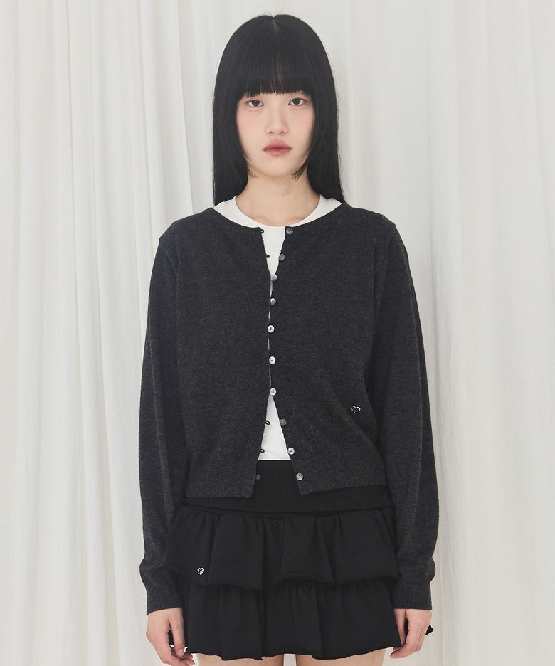 Basic Round Cardigan (Charcoal)