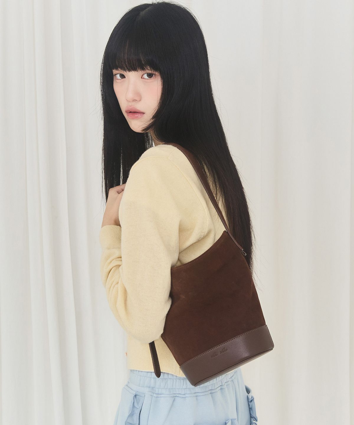 알키알카(ALKI ALKA) Combo Bucket Bag (Brown)
