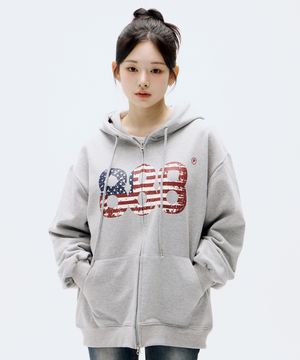 [NO기모] USA NUMBER.888 오버핏 투웨이 후드 집업 3 COLORS