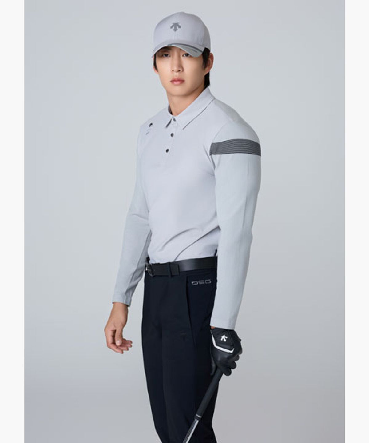 데상트 골프(DESCENTE GOLF) 남성 Y에리 니트 MIX 하이브리드 긴팔티셔츠 (DQ31MFTL9A)