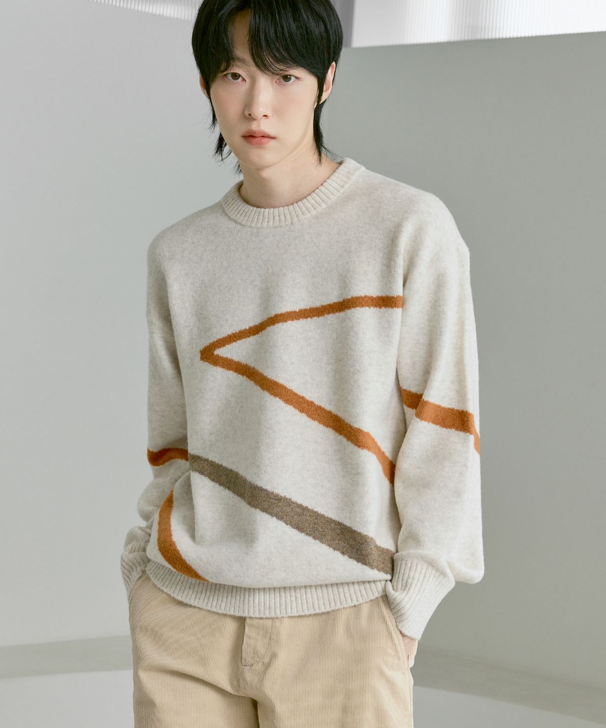 210에디트(210EDIT) 포실니트 라인블럭 디자인물 [오트밀]_ZF4SW084