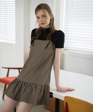 초코 미니 하운드투스 슬리브리스 원피스