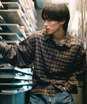 빈티지 크롭 체크셔츠 차콜 MMLS2676