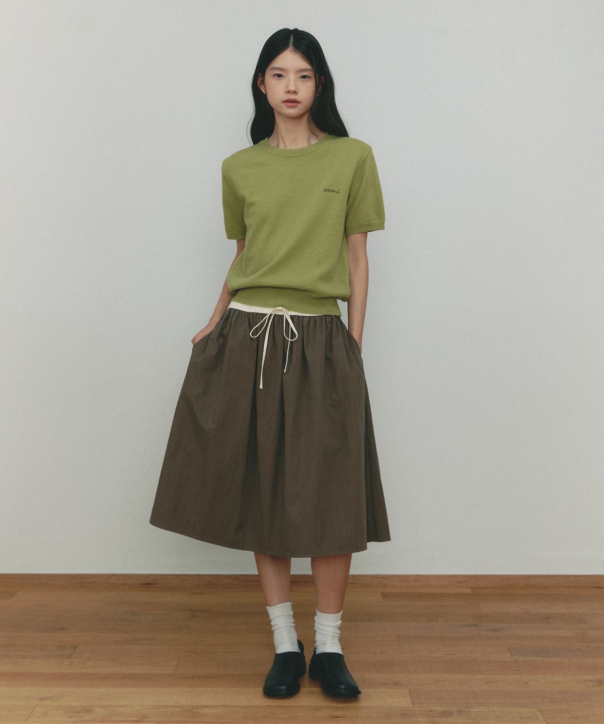 쎄미(SSEMI) BANDING ROPE MIDI SKIRT(BR)