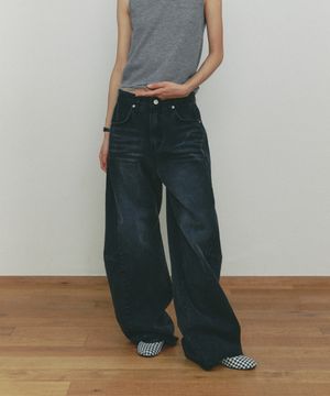 CURVED DENIM PANTS(BK)