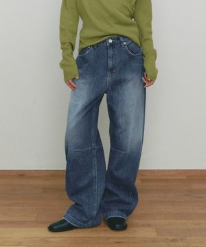 BALLOON CURVED DENIM PANTS(BL)
