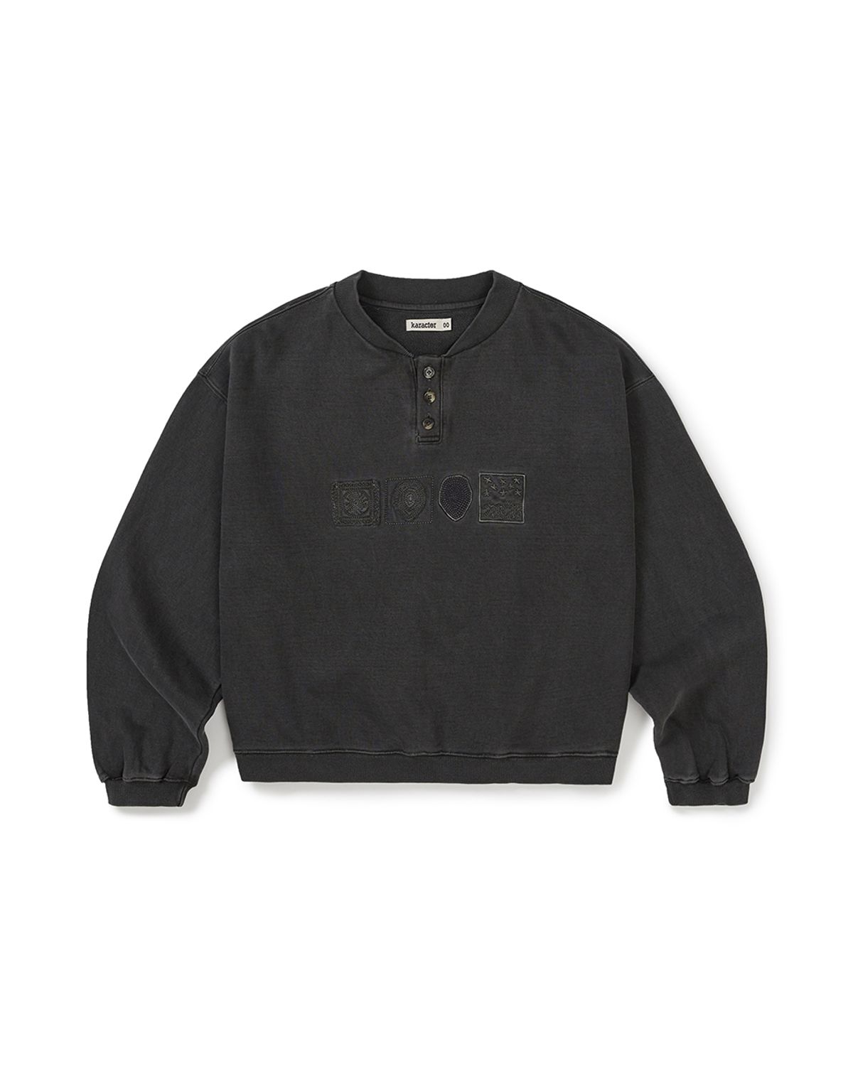 카락터(KARACTOR) Symbolic button sweatshirt / Dusty charcoal