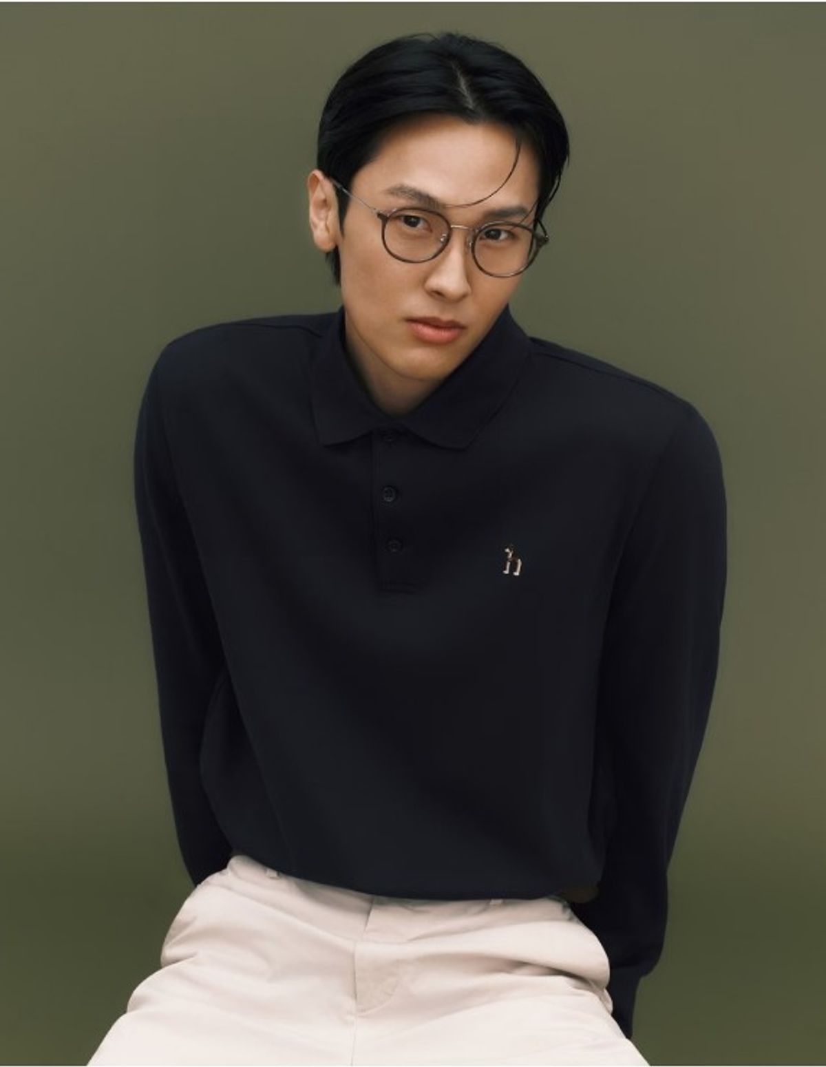 헤지스(HAZZYS) [아이코닉] 블랙 긴팔 피케 폴로 셔츠