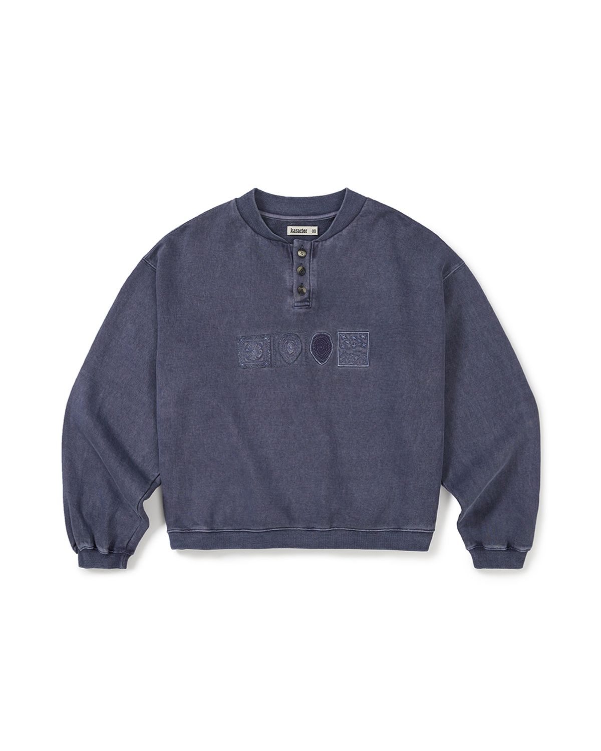 카락터(KARACTOR) Symbolic button sweatshirt / Vintage navy