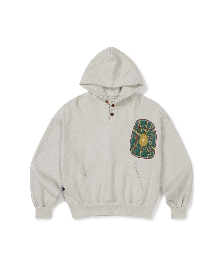 Boiling patched hoodie / Oatmeal