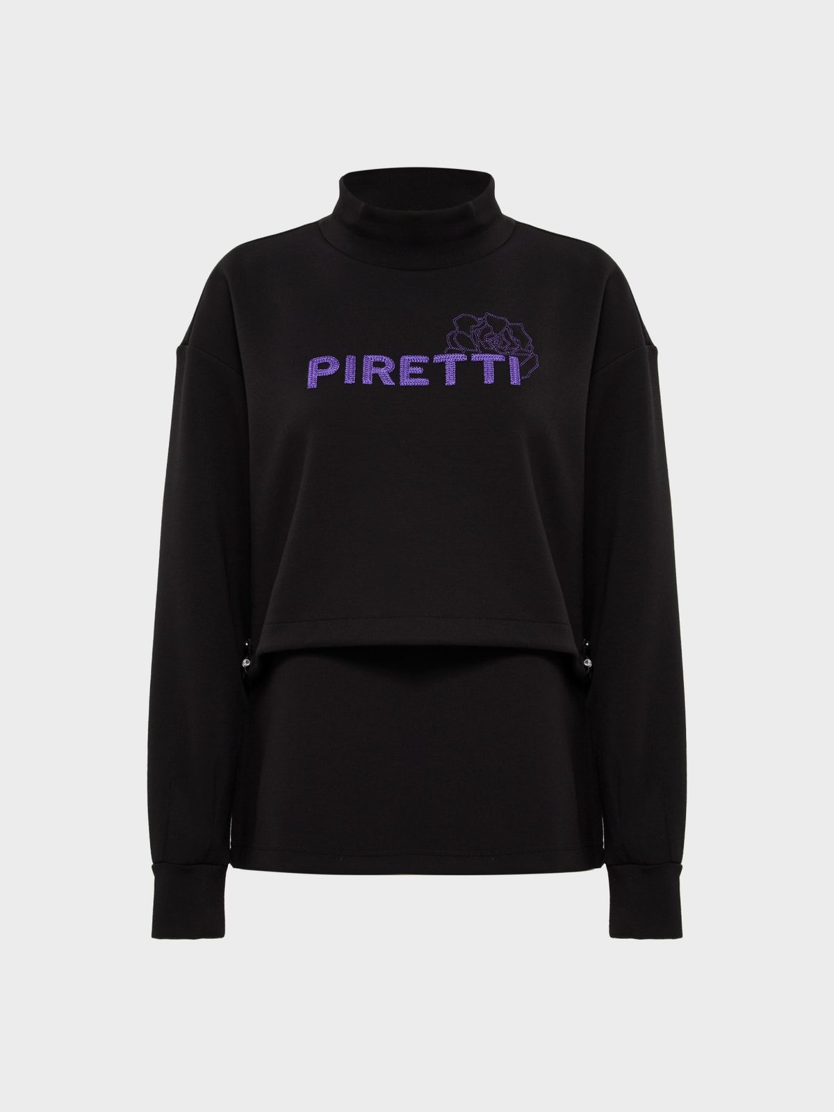 피레티(PIRETTI) 캡슐 루즈핏 모크넥 티셔츠 W_Black