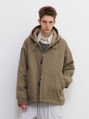 오버사이즈 트윌 후드 점퍼 - 올리브 그린