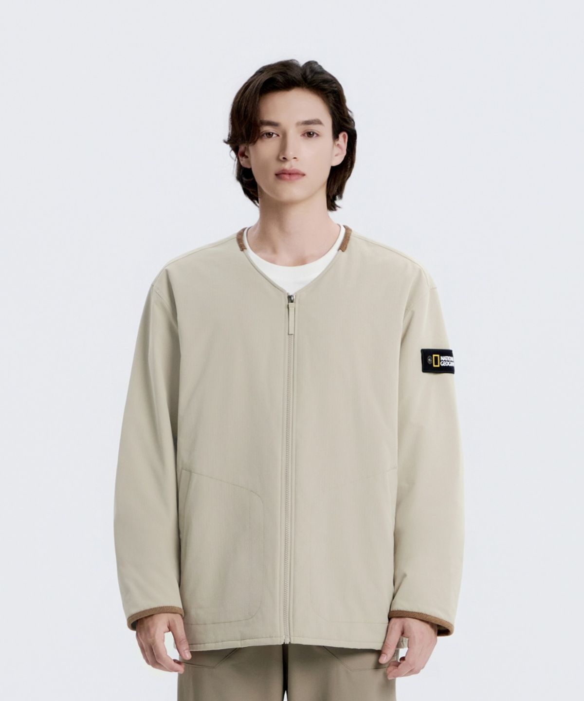 내셔널지오그래픽(NATIONALGEOGRAPHIC) N254UPD902 넥리스 패딩 점퍼 MOURNING BEIGE