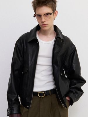 80s 베지터블 램스킨 봄버 자켓