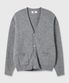 알파카 세미크롭  배색 니트 가디건 - 그레이