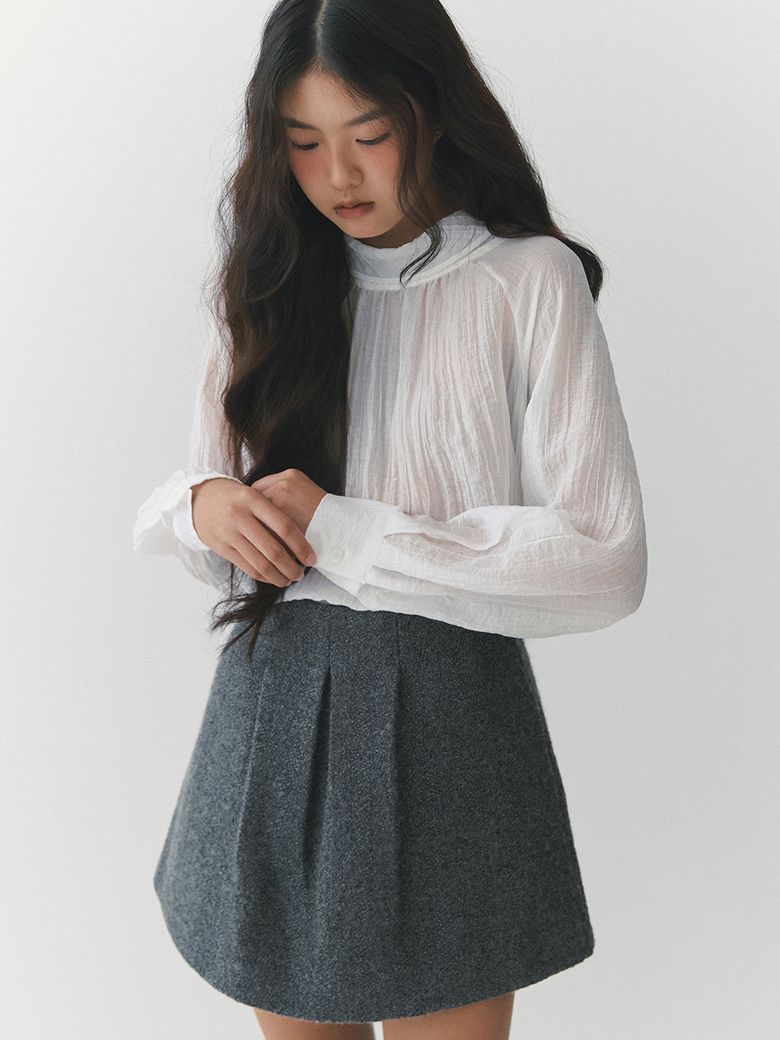 페탈 플립 타이 블라우스_아이보리