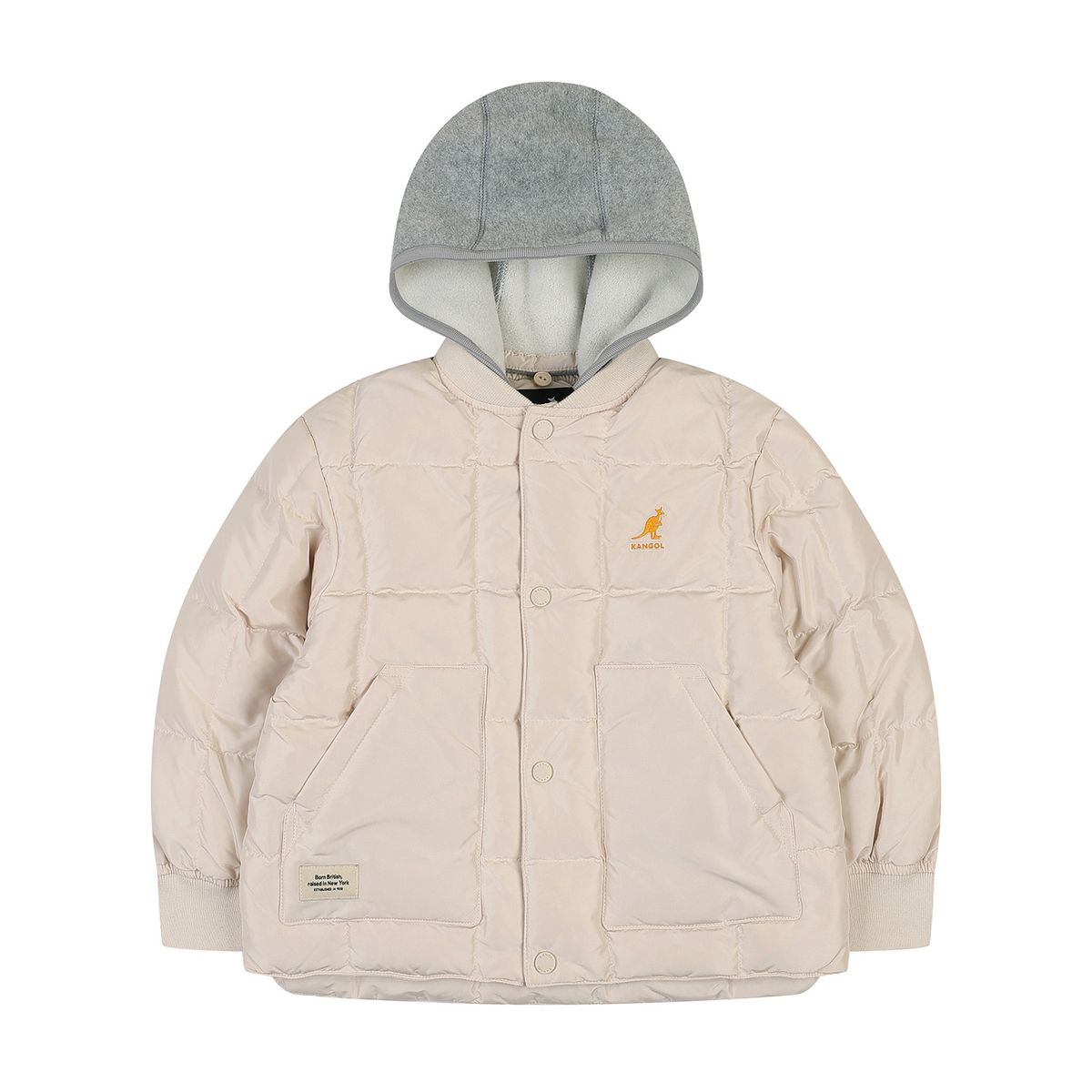캉골키즈(KANGOL KIDS) 디테처블 후드 포인트 다운점퍼 RD 0105 아이보리