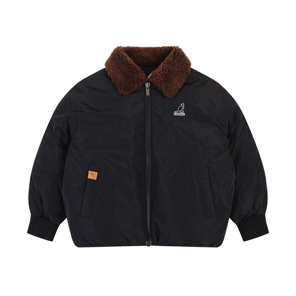 캉골키즈(KANGOL KIDS) 부클카라 포인트 블루종 다운 점퍼 RD 0106 블랙
