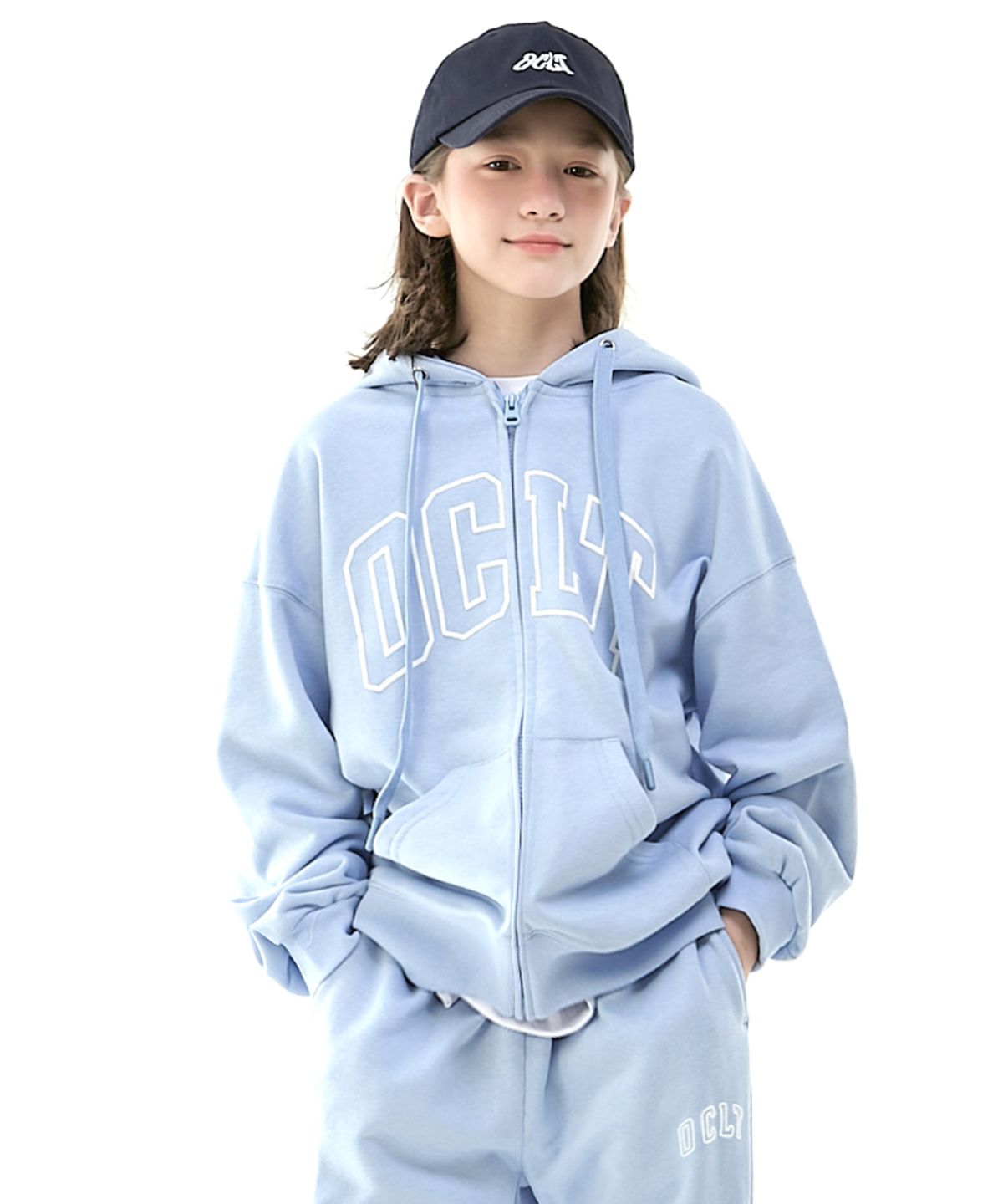 오실롯 주니어(OCELOT JUNIOR) D29 빅로고 후드집업 (스카이블루)