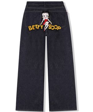 [베티붑] 시크 자수 데님 팬츠 - 딥블루