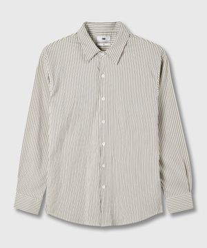멀티 베이직 핏 스트라이프 셔츠 - 그린
