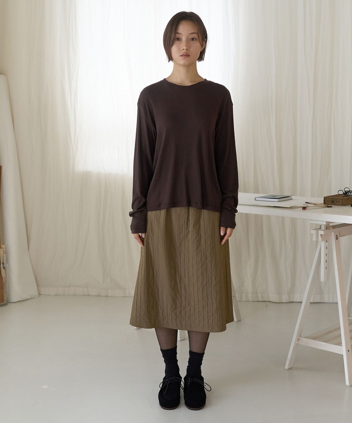 줄리아페페(JULIAPEPE) Minimal Long Sleeve (Brown)