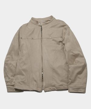 스웨이드 리벳 포인트 스탠다드 투웨이 스냅 블루종 자켓 [베이지]