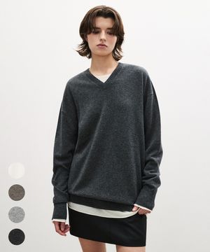 (우먼)캐시 울 오버핏 브이넥 니트 - 4 COLOR