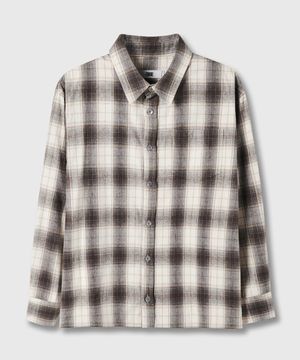 플래드 오버핏 셔츠 – 크림 브라운
