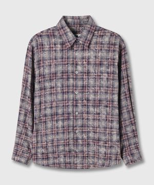 빈티지워싱 오버핏 체크 셔츠 - 애쉬퍼플
