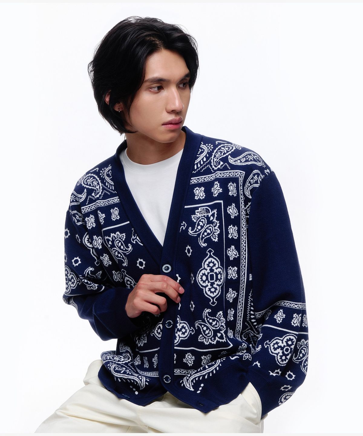 노스페이스(THE NORTH FACE) NJ5SR55A 남성 페이즐리 가디건 MIDNIGHT_NAVY