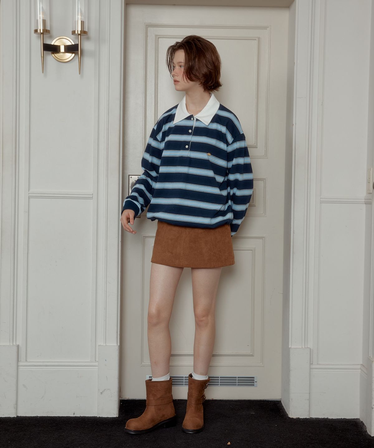 아노에틱(ANOETIC) ANC SUEDE MINI SKIRT_BROWN