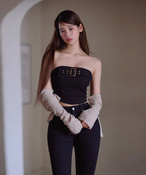 데님 벨트 튜브탑