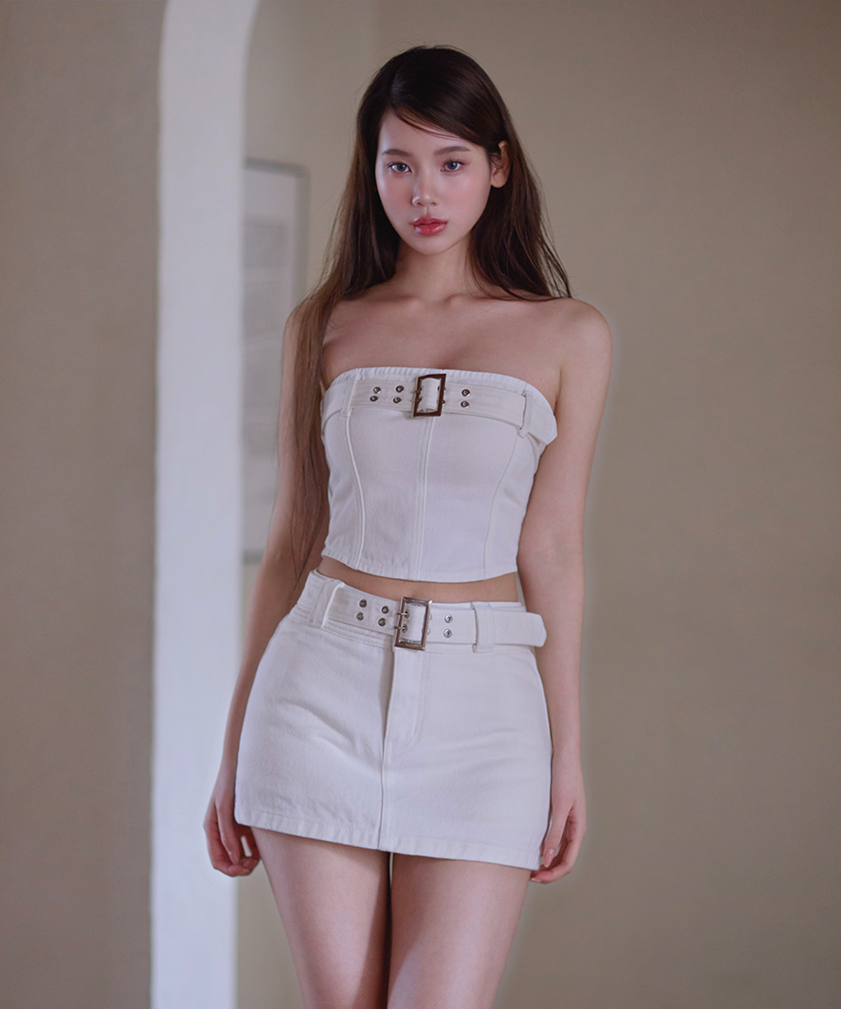 카인다미(KINDAME) 데님 벨트 스커트