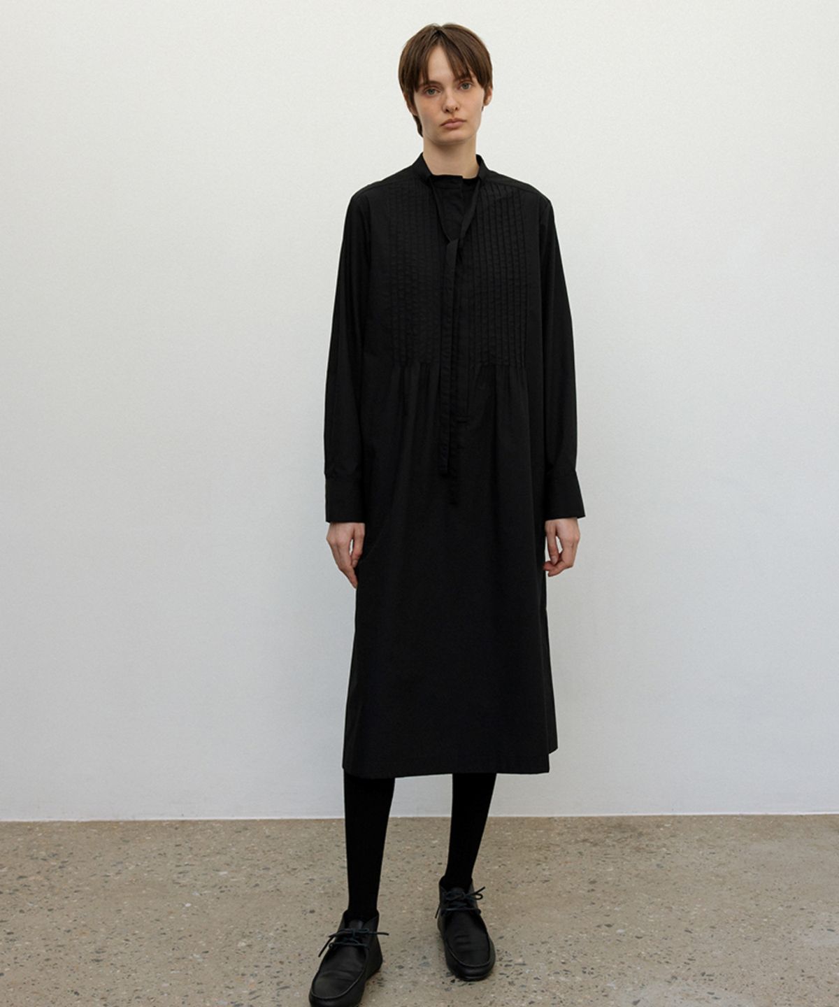 더룸(THELOOM) TIE SHIRT DRESS_BLACK