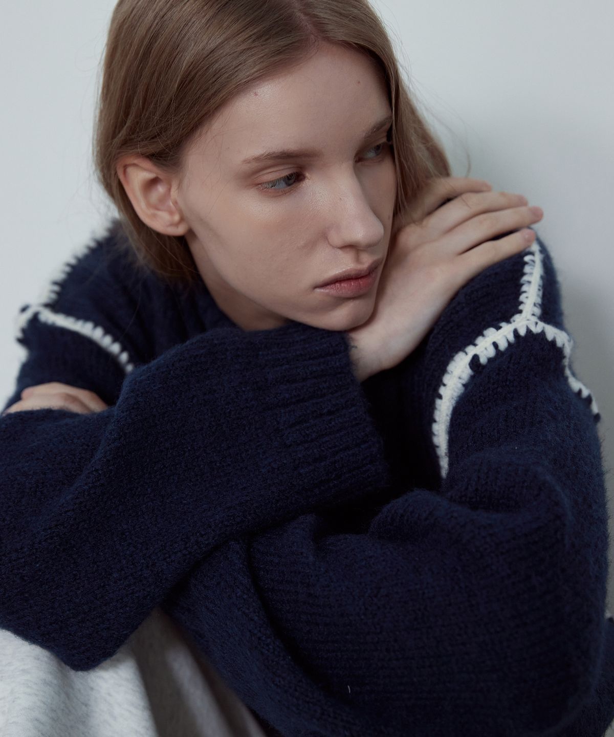 논앤논(NON AND NON) CHUNKY CRWNECK SWEATER_NFKN4140 (NAVY)