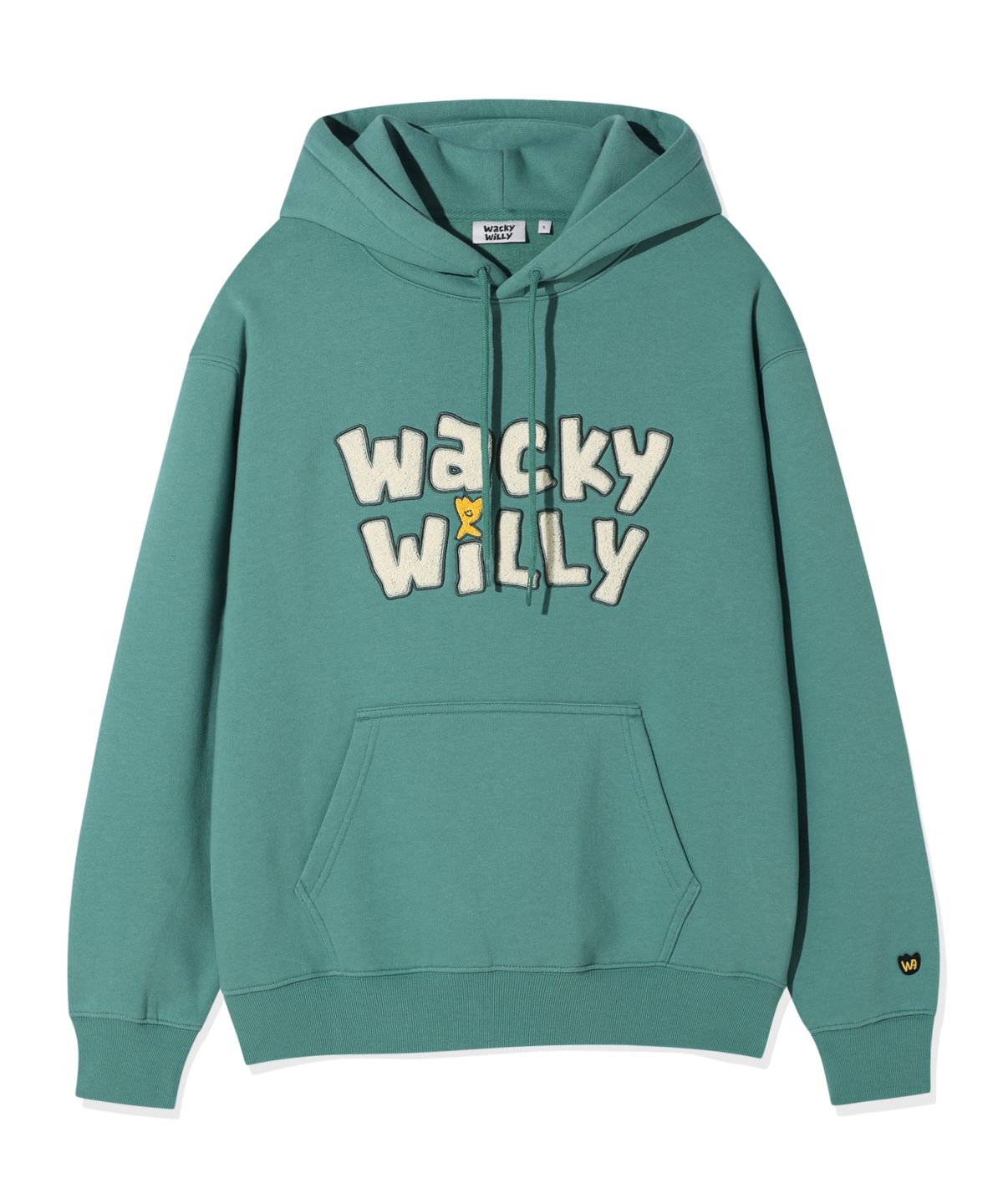 와키윌리(WACKY WILLY) 기모 타이포 그래픽 후드 그린