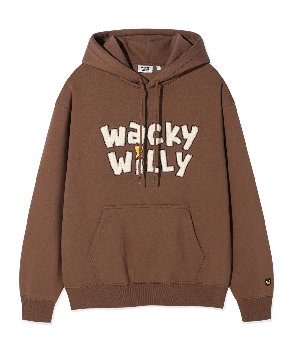 와키윌리(WACKY WILLY) 기모 타이포 그래픽 후드 브라운
