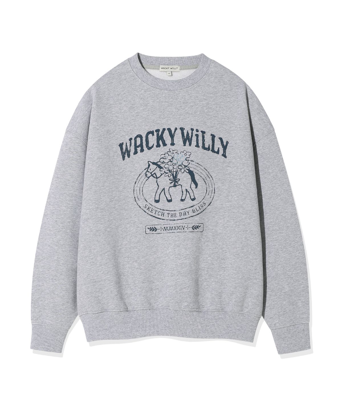 와키윌리(WACKY WILLY) 우먼스 타이포 그래픽 맨투맨 그레이
