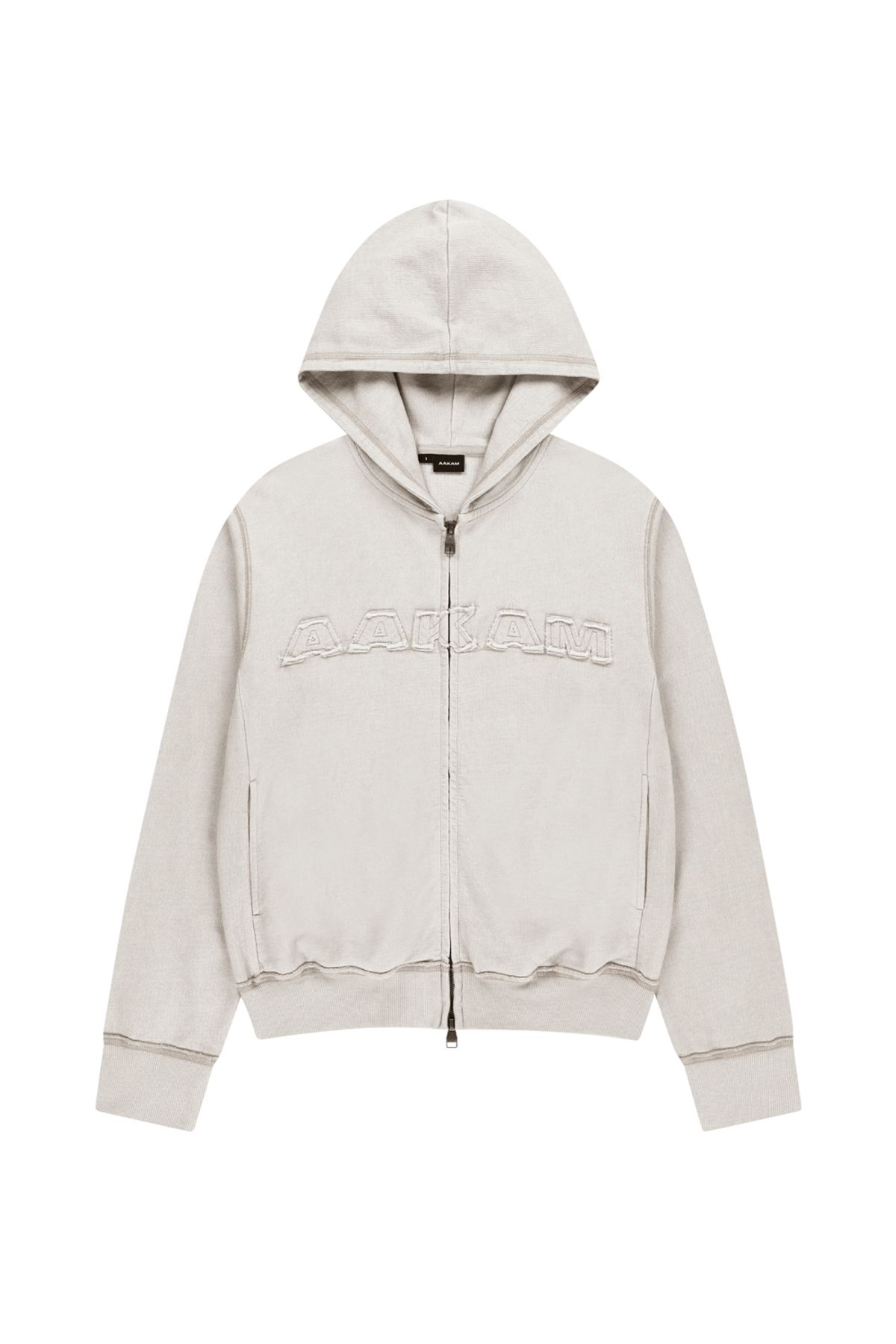 아캄(AAKAM) Logo Patch Zip-Up Hoodie (Beige)