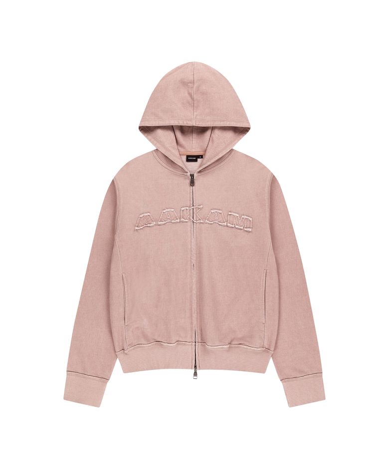 Logo Patch Zip-Up Hoodie (Pink)
