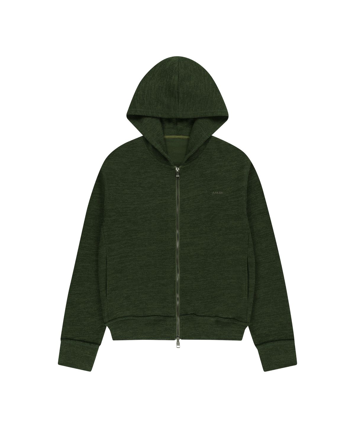 아캄(AAKAM) Basic Knit Zip-Up Hoodie (Khaki)