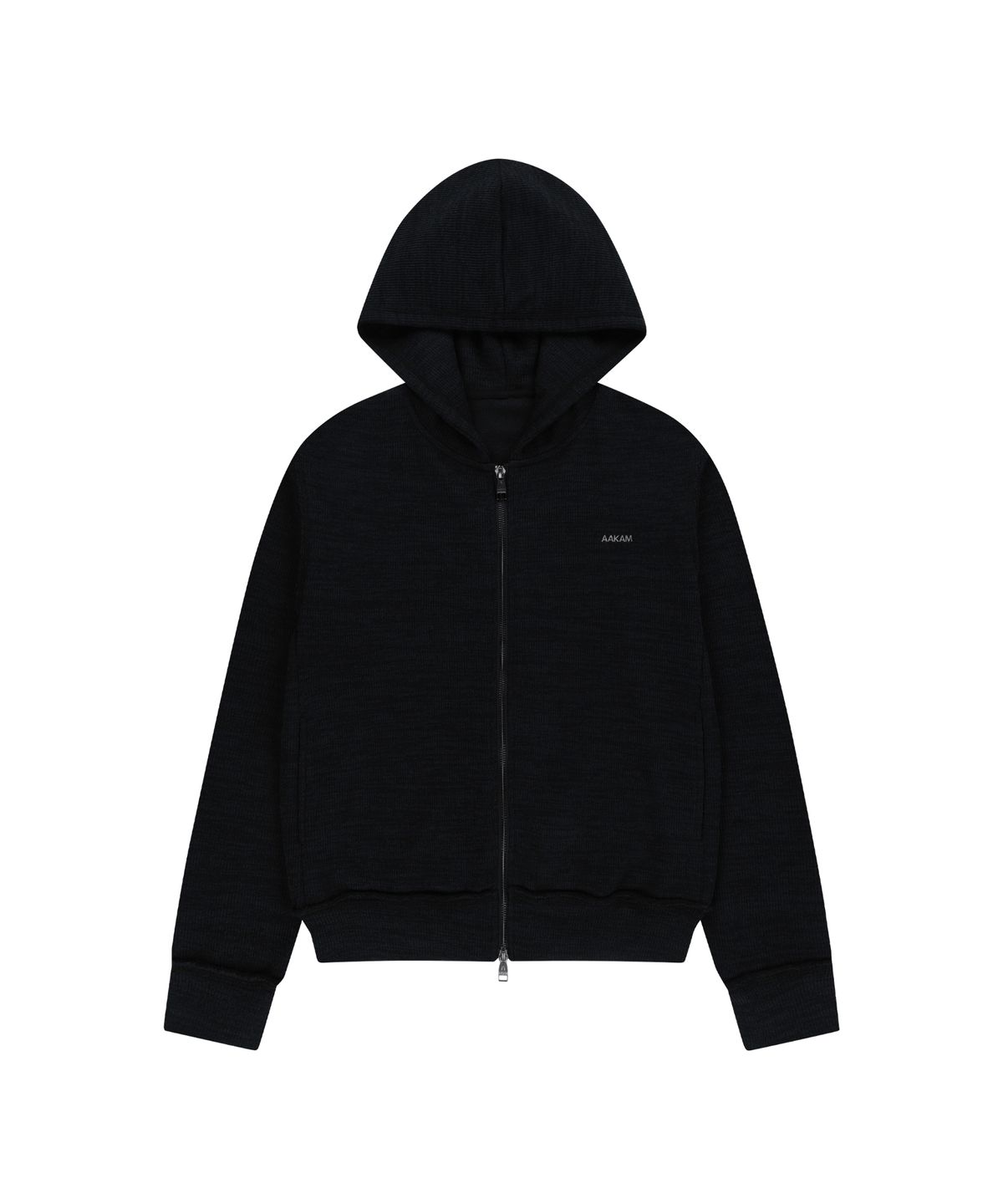 아캄(AAKAM) Basic Knit Zip-Up Hoodie (Black)