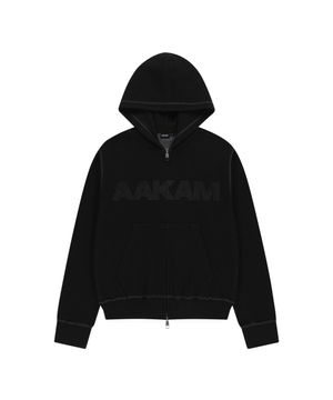 Boucle Logo Zip-Up Hoodie (Black)