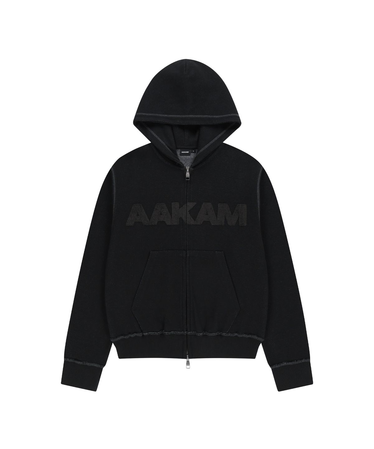 아캄(AAKAM) Boucle Logo Zip-Up Hoodie (Black)