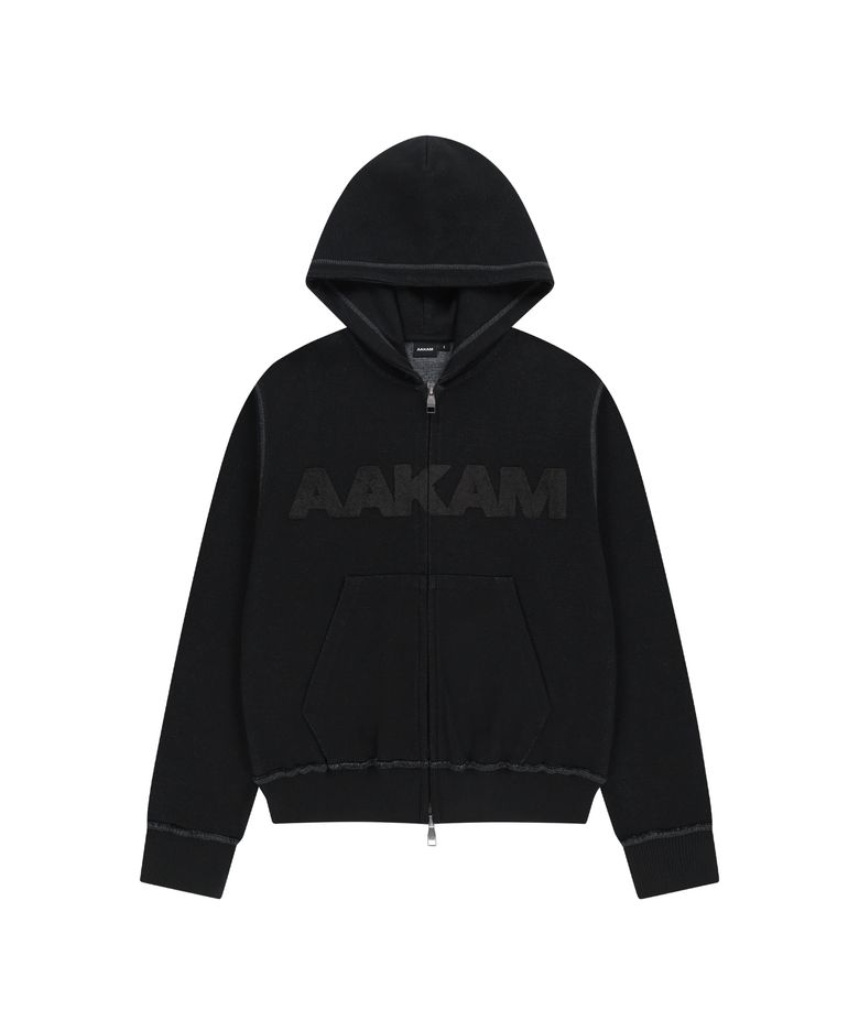 Boucle Logo Zip-Up Hoodie (Black)