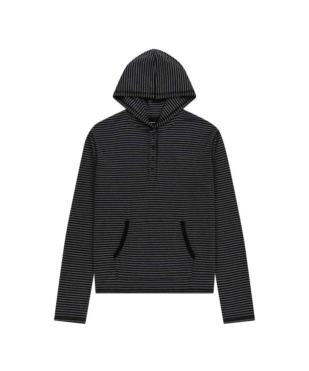 아캄(AAKAM) Striped Button Hoodie (Black)