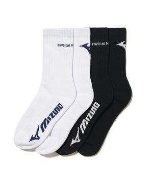 [2PACK] 피뎁트 X 미즈노 로고 양말 화이트/블랙